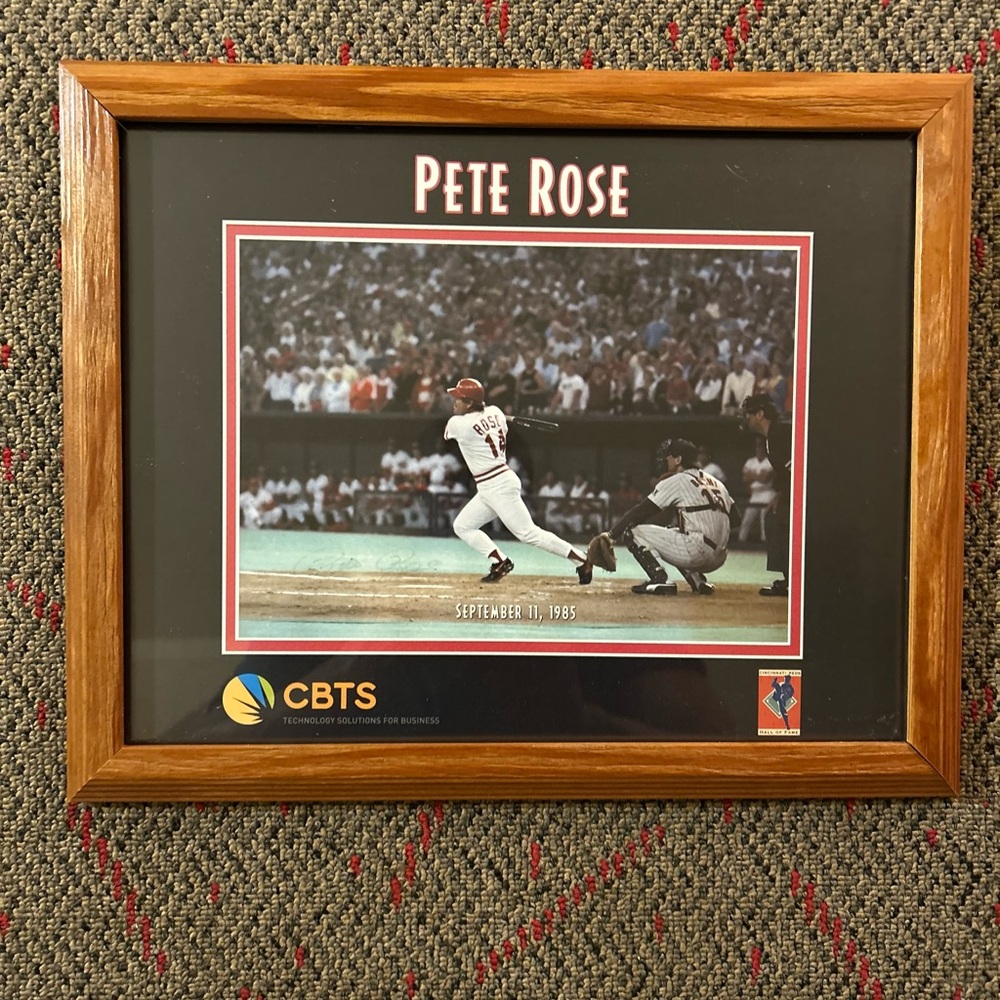 Framed Pete Rose Baseball Photo